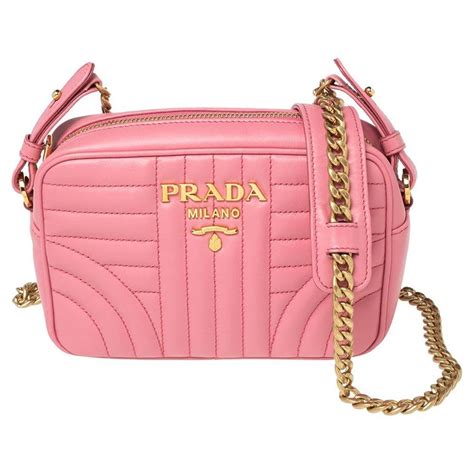 Prada Pink Diagramme Leather Camera Crossbody Bag 